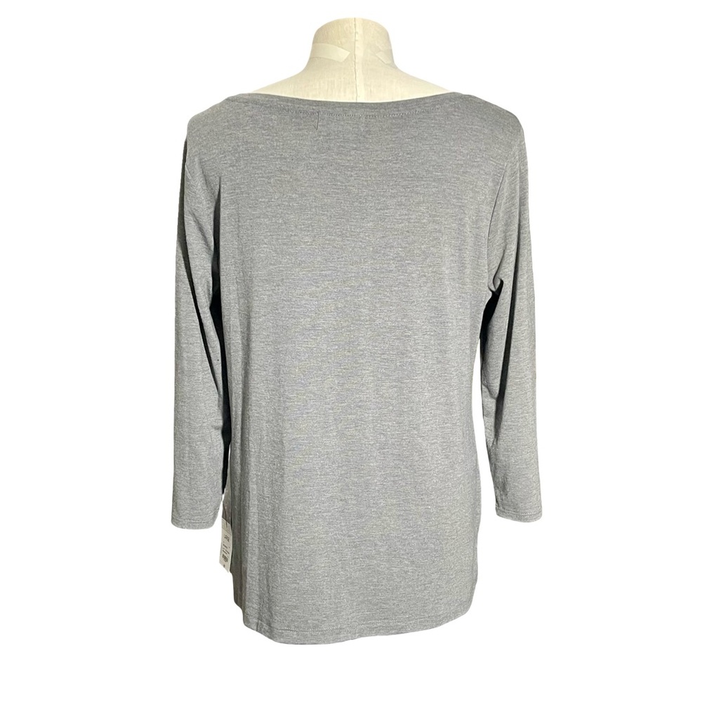 Liz Claiborne Boat Neck 3/4 Sleeve Pullover Gray Striped Knit Shirt Tee SzL NWT - Picture 5 of 9